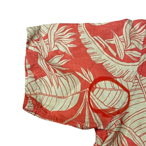 Royal Robbins Hawaiian Aloha M Shirt Bamboo Bird Of Paradise Taro Leaves Orange - Picture 13 of 13